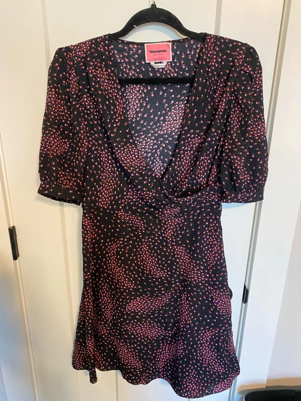 kate spade Black Mini Dress with Pink Dot Print